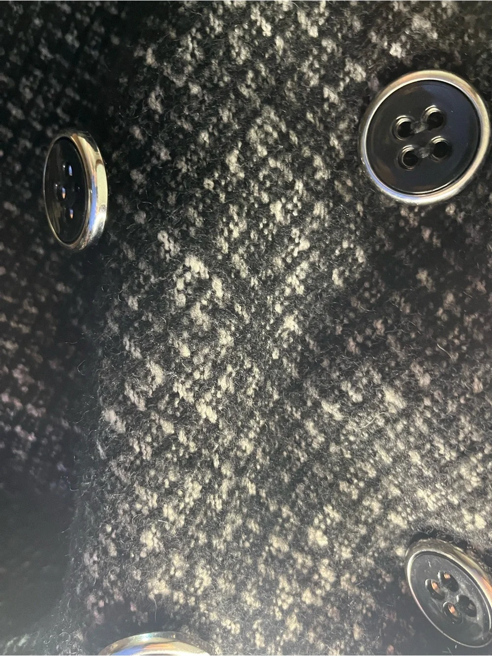 Womens Black Tweed Double-Breasted Hooded Coat 45% Wool Winter Size M
